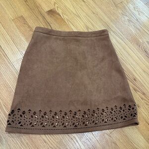 Brown suede mini skirt